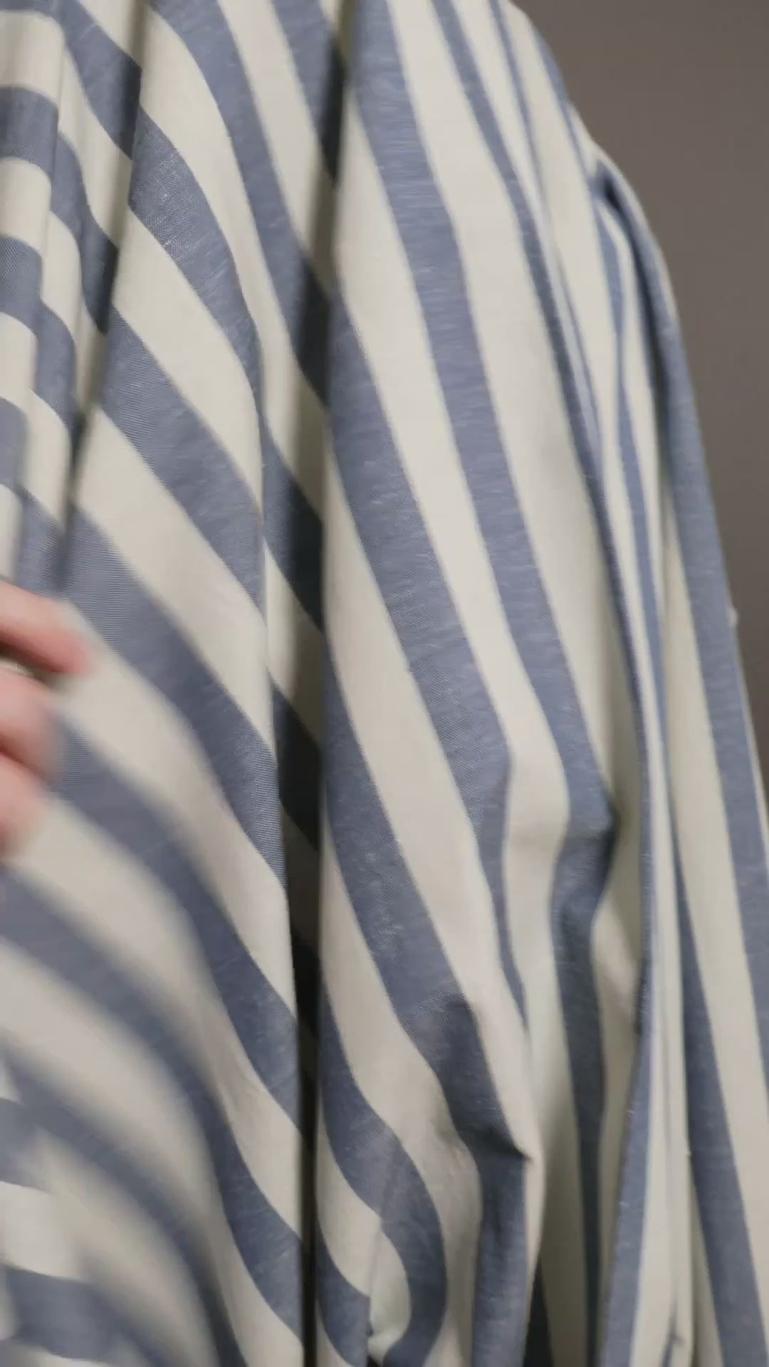 Amalfi Blå og Hvit Stripete Økologisk Bomull og Lin